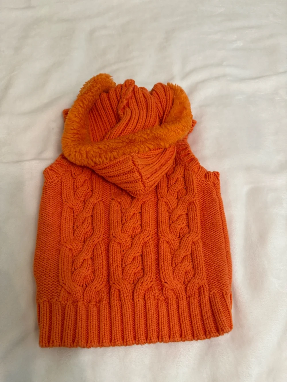 The Children's Place Orange Cable Knit Hooded Vest